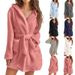 Soft Fleece Hooded Cardigan Coat For Women - Longline Winter Wrap Jacket With Belt, Cozy Oversized Outerwear For Fall & Winter_ecoleips.com