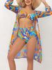 Women's Clothing Sexy Bikini Beach Swimsuit For Women Printed Mesh Three Piece Style Swimwear Quick-Dry Polyester, Modest Coverage_ecoleips.com