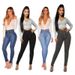 Women's Clothing High Waist Hip Lift Slim Fit Button New Elastic Tights Jeans _ecoleips.com