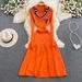 French Robe for Women Polo Collar Embroidered Long Skirt Slim Knitted Dress Elegant Temperament Cross Border Foreign Trade_ecoleips.com