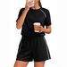 Women's Short Sleeve T-Shirt And Shorts Set Casual Two Piece Outfit for Travel Lounge And Light Exercise_ecoleips.com