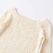 Fashion Versatile Beige Wavy Edge Hollow Knitted Sweater_ecoleips.com