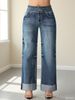 2025 Winter Cross-Border Bestseller Women's High-Waisted Stretch Straight-Leg Jeans With Loose Cuffs_ecoleips.com
