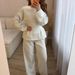 Women's Casual Long Sleeve round Neck T-Shirt Set High-Waisted Wide Leg Pants Comfortable Lounge Streetwear Outfit_ecoleips.com