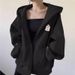 High-end Brand Jimo Pure Cotton Hooded Sweatshirt For Women, Autumn And Winter Zip-up Baseball Jacket, Fleece-lined,_ecoleips.com