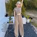 Women's Summer Fashion Set Short Sleeve T-Shirt And Cargo Pants High Waist Wide Leg Slimming Two Piece Set Letter Print Instagram Style_ecoleips.com