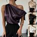 Women's Clothing Satin Off-Shoulder Asymmetrical Bow Blouse Shirt For Women Hot Selling_ecoleips.com