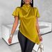 Women's Clothing Satin Shirt Asymmetrical Hem Blouse Spring Summer For Formal & Casual For Women Top Spring Summer_ecoleips.com