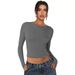 's Best-selling Y2K Clothing: Long-sleeve Base Shirt, Regular Shoulder T-shirt For Women, Solid Color Slim-fit Top_ecoleips.com
