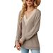 2025 Autumn/Winter Lace V-Neck Contrast Split Loose Sleeve T-shirt Top For Women_ecoleips.com