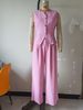 Women's Solid Color Button Pocket Front Vest And Trousers Office Summer Suit Set_ecoleips.com
