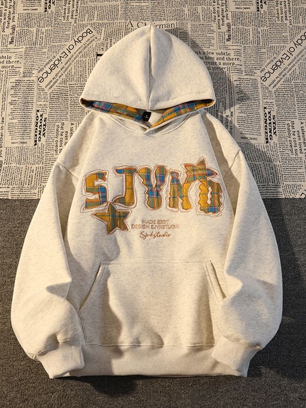 Trendy Niche Patch Letter Hooded Sweatshirt For Women 2025 Spring/autumn Loose Fit Ins High-end Hoodie Jacket Top_ecoleips.com