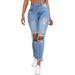 Women's Clothing Fashion Street Shooting High Waist Skinny Blue Jeans For Women_ecoleips.com