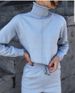 Women's Knitted Pullover Sweater And Pants Set Ribbed Legs Sportswear Single Line down the Middle_ecoleips.com