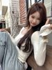 Slim-fit Solid Color T-shirt For Women, Short Design, Unique Style, Stretchy Base Shirt, High-end Feel, Bell-sleeve Top,_ecoleips.com