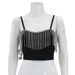 INS Style Women's Low Cut, Beautiful Back, Sexy Rhinestone Tassel Strap, Short Tank Lady Top, T-shirt Trendy_ecoleips.com