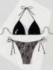 New European And American Style Sexy Basic Ruched Leopard Print Bikini Women's Swimsuit Set_ecoleips.com