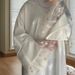 Elegant White Satin Maxi Dress With Lace & Daisy Embroidery - Modest Long Sleeve Abaya For Women (S/M/L/XL)_ecoleips.com