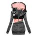 Women's Clothing women's sweatshirt zipper color matching print hooded long sleeved jacket_ecoleips.com