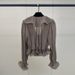 Women's Korean Retro Ruffled V Neck Pleated Chiffon Long Sleeve Shirt Elegant Sophisticated Style Spring 2026_ecoleips.com