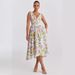 2026 Foreign Trade Summer New Elegant V-neck Waist-cinching Slim Sleeveless Floral Vacation Mid-length Dress_ecoleips.com