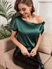Women's Clothing Women's Solid Color Satin Imitation Silk Pullover Top Off-Shoulder Sleeveless Style Commuter Wear_ecoleips.com