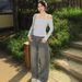 AC429 New Casual Comfortable Solid Color Long Sleeve Pure Desire Ruffle Off-Shoulder Top For Cross-Border_ecoleips.com