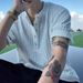 New Relaxed Style Henley Collar Short-sleeve For Men, Slim Fit, Solid Color, Versatile Casual Top, Trendy T-shirt_ecoleips.com