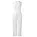 Summer Fashion Women's Solid Color Sleeveless Jumpsuit With Tie Collar Wide Leg Pants Style_ecoleips.com