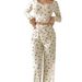 Hot-Selling New Printed Women's Autumn Homewear Cross-Border European And American Style Pajamas V-Neck Casual_ecoleips.com