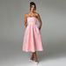 Elegant Women Off‑Shoulder Maxi Dress Strapless Tube Top Design Adjustable Tie‑Up Detail Fashion Slimming Long Party Dress_ecoleips.com