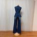 Women's Clothing Washed New Temperament Sleeveless Casual Denim Trousers Suit_ecoleips.com