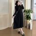 Autumn New Korean Fashion Half High Neck Knitted Maternity Dress_ecoleips.com