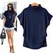 plus Size Women's High Neck T-Shirt Short Sleeve Soft Stretch Cotton Blend Basic Top for Casual Wear_ecoleips.com