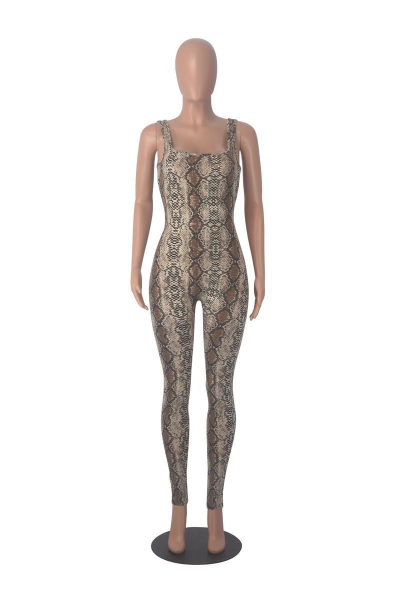 K Women's Printed Sleeveless Vest Jumpsuit With Threaded Square Collar, Exposed Back, Hip Lifting, Slim Fit Sports Jumpsuit_ecoleips.com