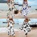 Women's Clothing Printed Sexy Long Halter Neck Top Suit Casual Straight Pants_ecoleips.com