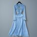 Denim Collar Knit Dress - Oversized Fit, Long Sleeve, Belted Waist, Flared Hem, Casual Elegance Blocked Knit Dress_ecoleips.com