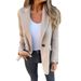 Women's Autumn Winter Wool Blend Buttoned Blazer Jacket - Slim Fit Office Casual Coat With Notch Lapel & Real Pockets_ecoleips.com