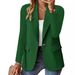 Women's Long Sleeve Solid Color Blazer Cardigan V-Neck Office Casual Lightweight Jacket Fashion Trends_ecoleips.com