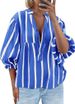 K Women's Fashion Casual Loose Baita Striped V-neck Printed Shirt_ecoleips.com