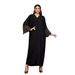 Muslim Dress Women "Exquisite Embroidered Jalabiya Dress – Modest Muslim Long Robe With Ethnic Cover-Up Design (Black, One Size)"_ecoleips.com