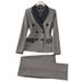 Women's Clothing houndstooth small suit jacket Women's Mid-length slim temperament suit jacket professional suit_ecoleips.com