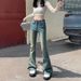Women’s Clothing high street retro hot girl flared jeans for women high waist slim fit trendy all match bell bottom pants_ecoleips.com