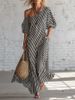 Spring Striped Off-Shoulder Dress For Women Elegant Casual Thin Summer Fashion England Style Adult Clothing_ecoleips.com