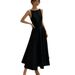 Black Sleeveless Waist Pendulum Dress Temperament Commuter Medium Long Dress For Women Elegant Daily Wear Party Outfit_ecoleips.com