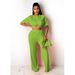 Women's Clothing Solid Color Casual Loose Two Piece Short Sleeved Trousers_ecoleips.com