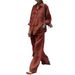 Women's Clothing Women's Long Sleeved Shirts And Loose Pants Two Piece Suit_ecoleips.com
