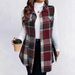 Women's Clothing New Fashion Plus Size Fleece Plaid Lapel Mid Length Sleeveless Vest Coat Women's Clothing Outerwear_ecoleips.com