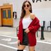 Elegant V-Neck Cardigan Sweater – Oversized Open Front Knit With Cable Stitch (S/M/L/XL, Red/Navy/, Cozy Lambswool Blend For Fall/Winter)_ecoleips.com