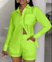Women's Clothing Casual Shirt Jacket Shorts Set_ecoleips.com